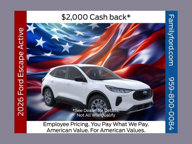 Oxford White 2026 Ford Escape Active AWD SUV / Crossover All-Wheel Drive 8-Speed Automatic