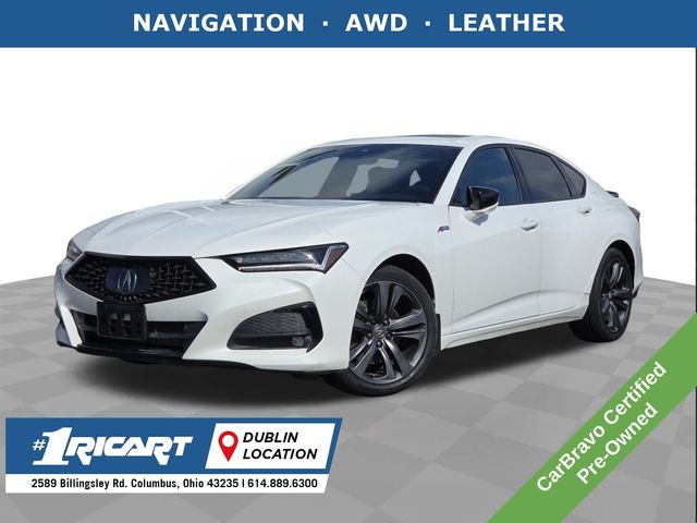 Platinum White Pearl 2022 Acura TLX SH-AWD with A-Spec Package Sedan All-Wheel Drive Automatic