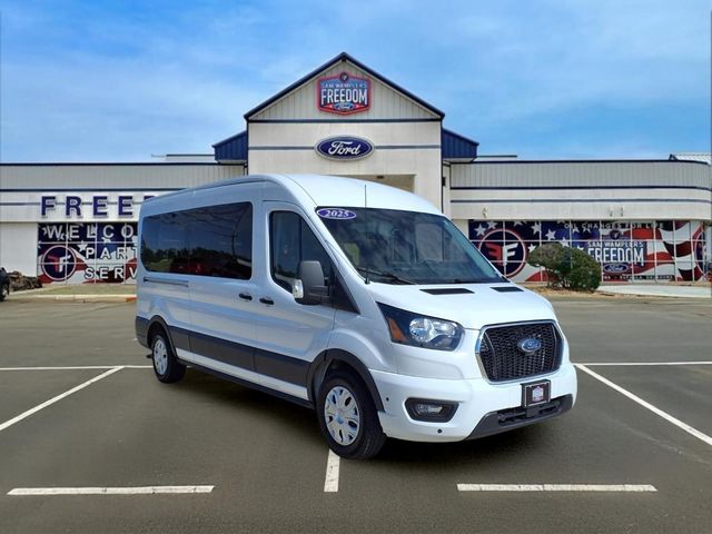 Oxford White 2025 Ford Transit Passenger 350 XLT Medium Roof LB RWD Van Rear-Wheel Drive