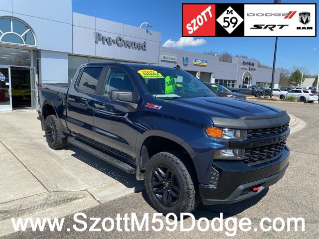 Northsky Blue Metallic 2020 Chevrolet Silverado 1500 Custom Trail Boss Crew Cab 4WD Pickup Truck Four-Wheel Drive 6-Speed Automatic Overdrive