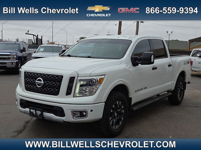 Pearl White Metallic 2018 Nissan Titan PRO-4X Crew Cab 4WD Pickup Truck Four-Wheel Drive 7-Speed Automatic