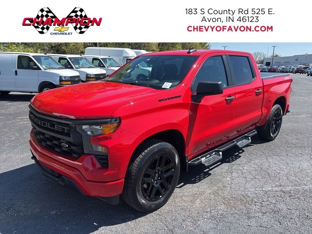 Red Hot 2024 Chevrolet Silverado 1500 Custom Crew Cab 4WD Pickup Truck Four-Wheel Drive 8-Speed Automatic