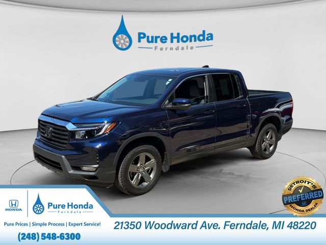 Black (Obsidian Blue Pearl) 2023 Honda Ridgeline Pickup Truck All-Wheel Drive 9-Speed Automatic