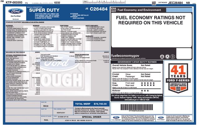 2018 Ford F-250 Super Duty Pickup Truck Four-Wheel Drive 6-Speed Automatic
