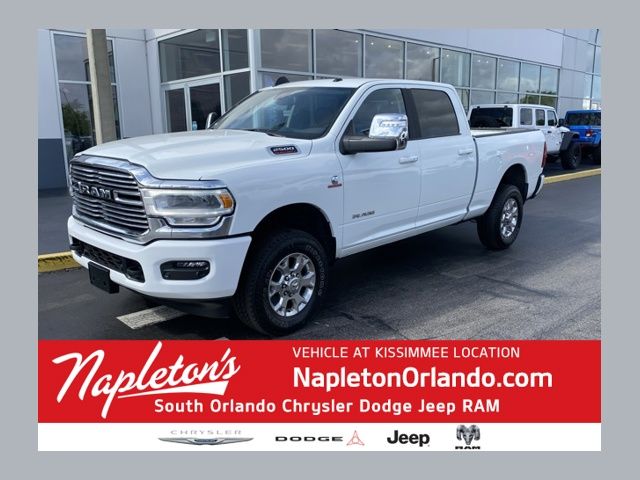 Bright White Clearcoat 2024 RAM 2500 Laramie Crew Cab 4WD Pickup Truck Four-Wheel Drive 6-Speed Automatic