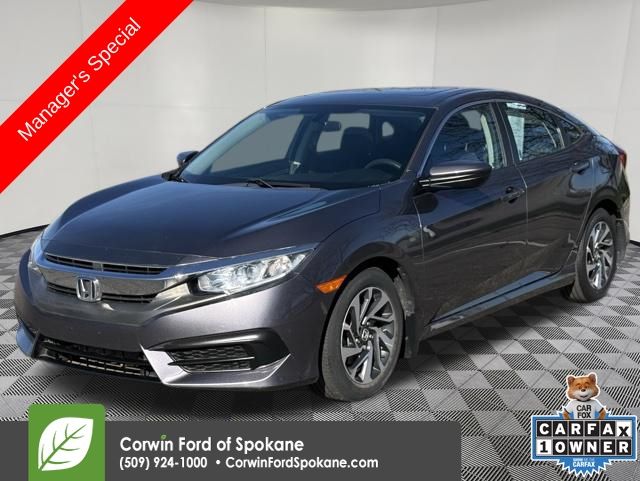 Gray (Modern Steel Metallic) 2017 Honda Civic EX Sedan Front-Wheel Drive Continuously Variable Transmission