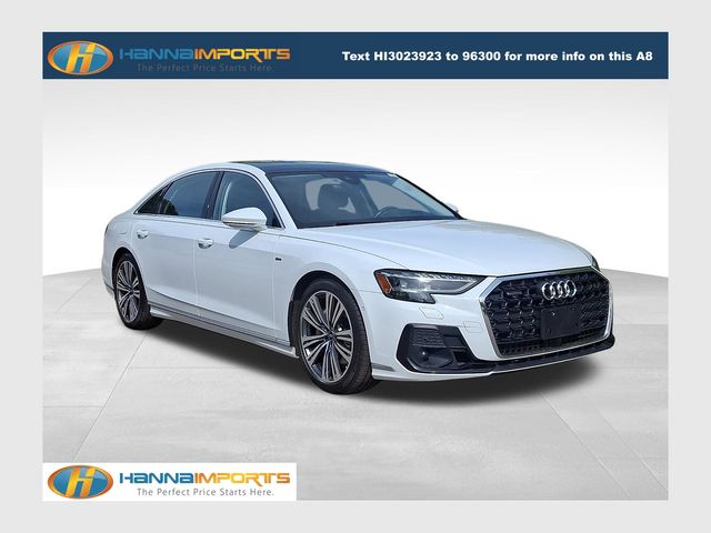 Glacier White Metallic 2023 Audi A8 L quattro 55 TFSI Sedan All-Wheel Drive 8-Speed Automatic