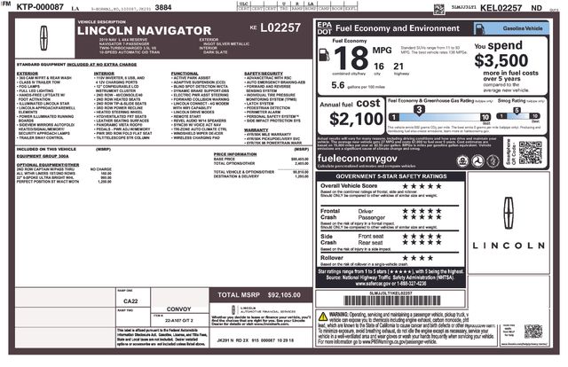 Ingot Silver 2019 Lincoln Navigator SUV / Crossover Four-Wheel Drive Automatic
