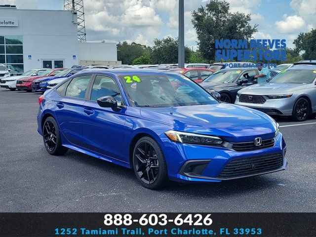 Aegean Blue Metallic 2024 Honda Civic Sedan Front-Wheel Drive Continuously Variable Transmission