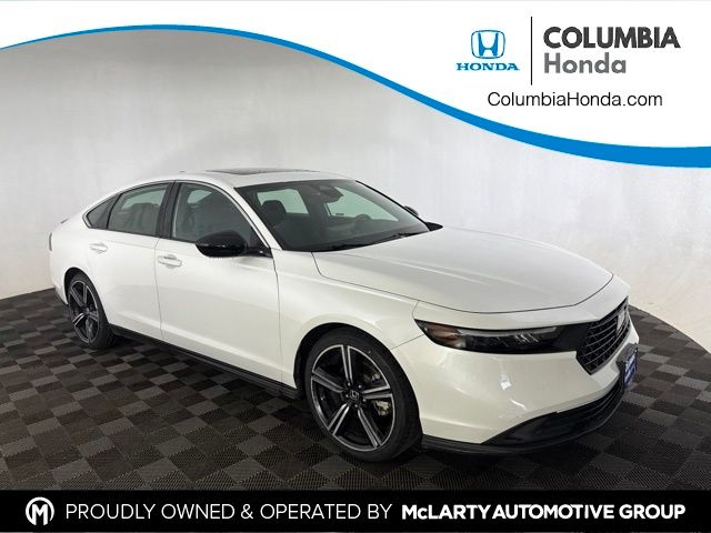 Platinum White Pearl 2024 Honda Accord Hybrid Sedan Front-Wheel Drive Continuously Variable Transmission