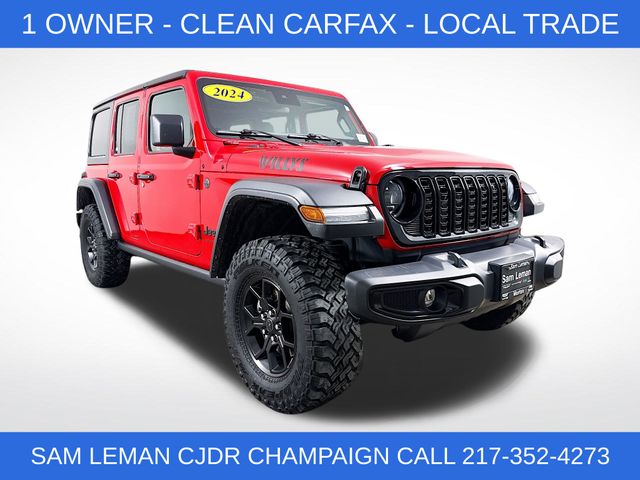 Firecracker Red Clearcoat 2024 Jeep Wrangler Willys 4-Door 4WD SUV / Crossover Four-Wheel Drive 8-Speed Automatic