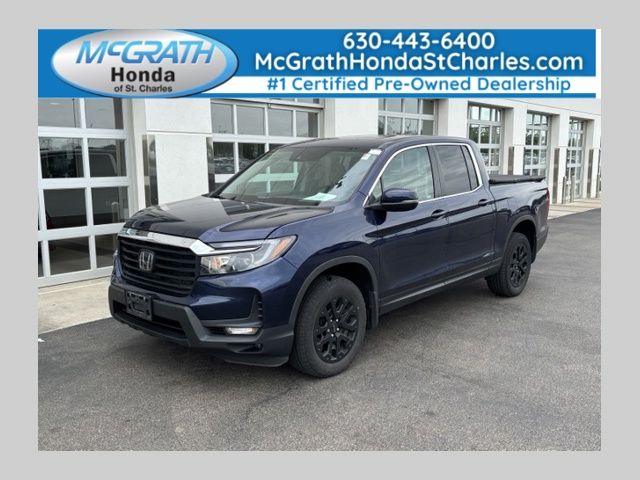 Black (Obsidian Blue Pearl) 2023 Honda Ridgeline Pickup Truck All-Wheel Drive 9-Speed Automatic