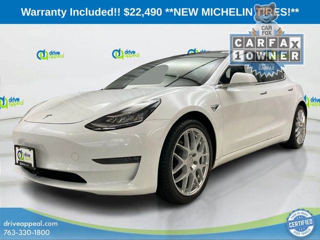 Pearl White Multi-Coat 2019 Tesla Model 3 Long Range AWD Sedan All-Wheel Drive 1-Speed Automatic