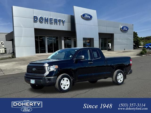 Midnight Black Metallic 2019 Toyota Tundra SR Double Cab 4.6L 4WD Pickup Truck Four-Wheel Drive 6-Speed Automatic