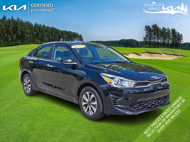 Aurora Black 2023 Kia Rio Sedan Front-Wheel Drive Continuously Variable Transmission