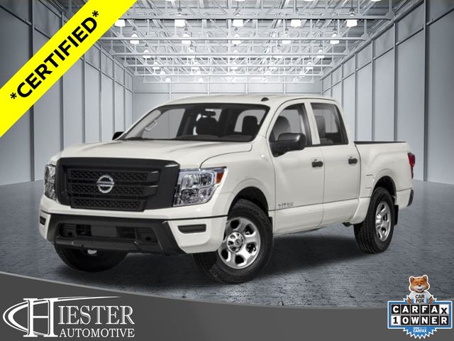 Glacier White 2021 Nissan Titan Pickup Truck Four-Wheel Drive 9-Speed Automatic