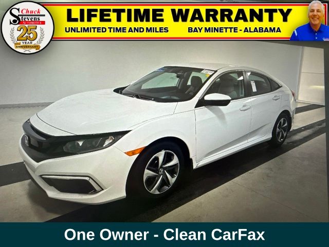 White 2019 Honda Civic LX FWD Sedan Front-Wheel Drive Continuously Variable Transmission