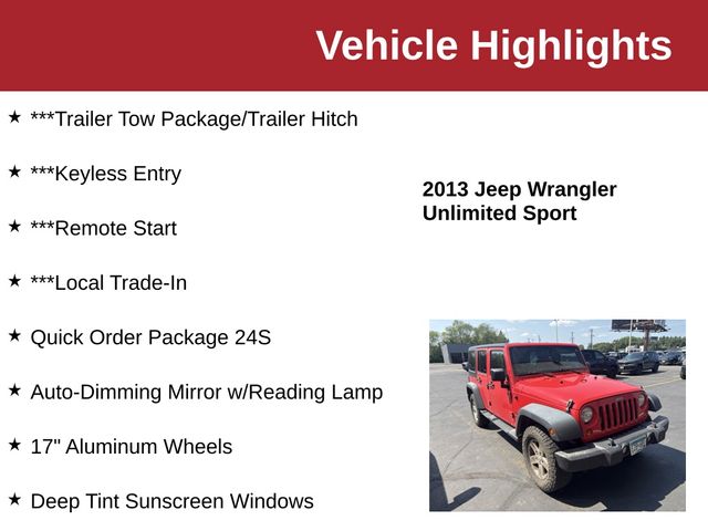 2013 Rock Lobster Clearcoat Jeep Wrangler Unlimited Sport 4X4 SUV