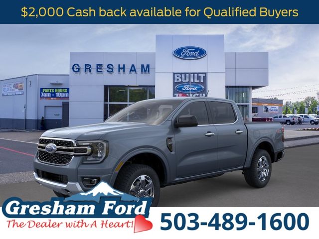 Blue (Azure Gray Metallic Tri-Coat) 2025 Ford Ranger XLT SuperCrew 4WD Pickup Truck Four-Wheel Drive Automatic
