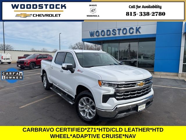 Summit White 2025 Chevrolet Silverado 1500 LTZ Crew Cab 4WD Pickup Truck Four-Wheel Drive Automatic