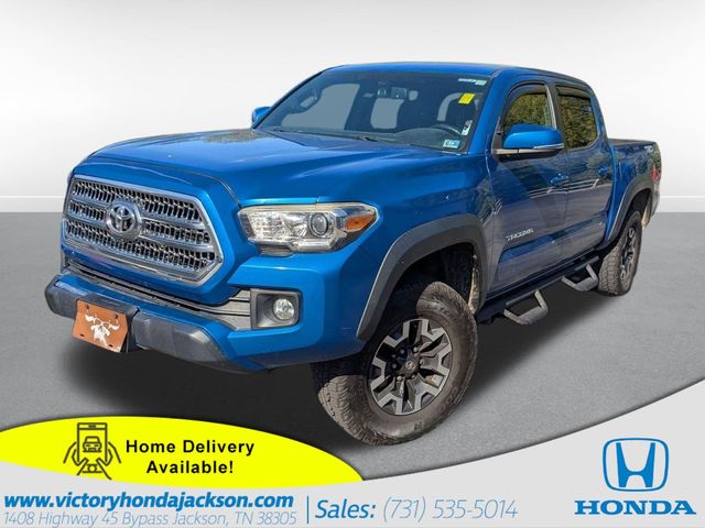 Blazing Blue Pearl 2016 Toyota Tacoma Double Cab V6 TRD Off Road 4WD Pickup Truck Four-Wheel Drive 6-Speed Automatic