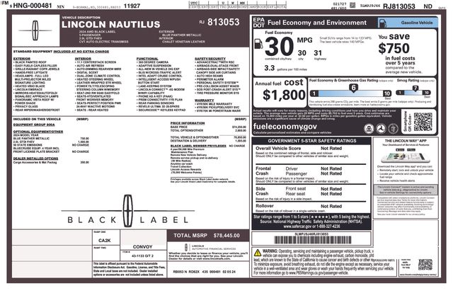 2024 Lincoln Nautilus Black Label