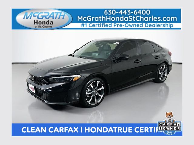 Crystal Black Pearl 2025 Honda Civic Hybrid Sedan Front-Wheel Drive Continuously Variable Transmission