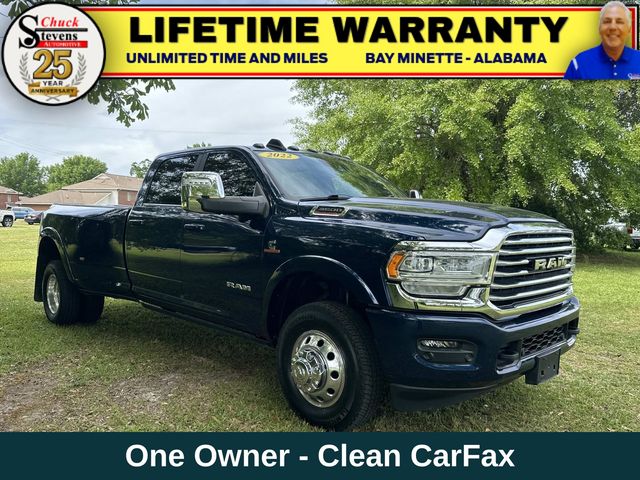 Patriot Blue Pearlcoat 2023 RAM 3500 Limited Longhorn Crew Cab LB DRW 4WD Pickup Truck Four-Wheel Drive 6-Speed Automatic