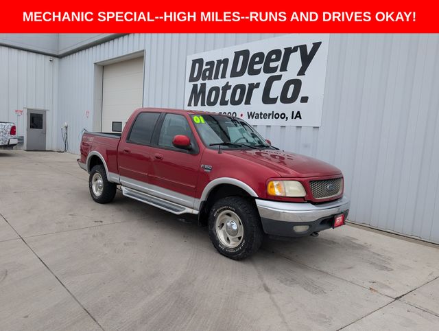 Toreador Red Clearcoat Metallic 2001 Ford F-150 XLT Crew Cab 4WD SB Pickup Truck Four-Wheel Drive 4-Speed Automatic Overdrive