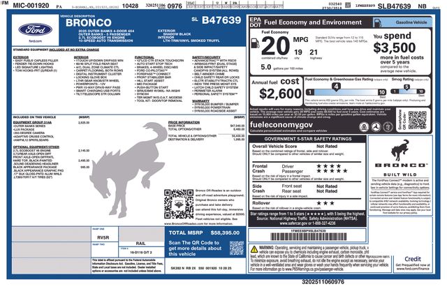 new 2025 Ford Bronco car, priced at $53,983