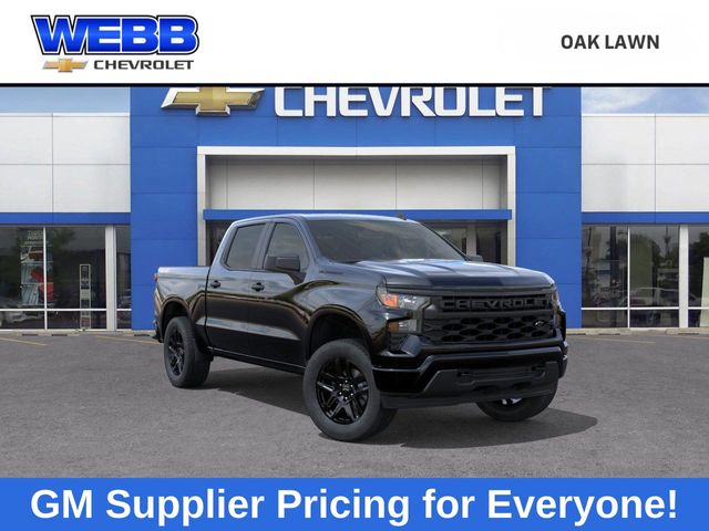 Black 2026 Chevrolet Silverado 1500 Custom Crew Cab 4WD Pickup Truck Four-Wheel Drive 8-Speed Automatic