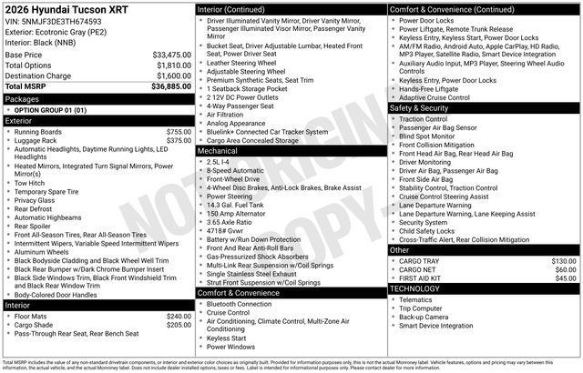 2026 Hyundai Tucson XRT FWD