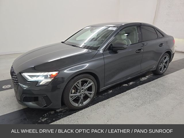 Black 2024 Audi A3 Sedan All-Wheel Drive 7-Speed Automatic
