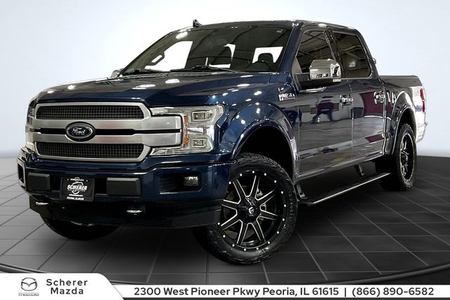 Blue 2018 Ford F-150 Platinum SuperCrew 4WD Pickup Truck Four-Wheel Drive Automatic