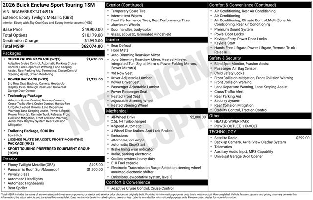2026 Buick Enclave Sport Touring