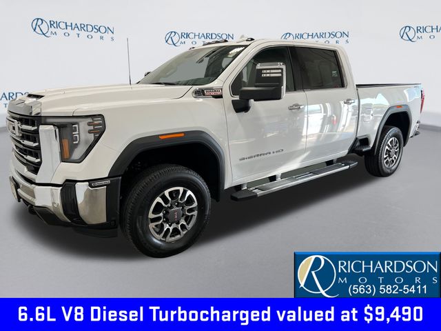 Summit White 2024 GMC Sierra 2500HD SLT Crew Cab 4WD Pickup Truck Four-Wheel Drive Automatic