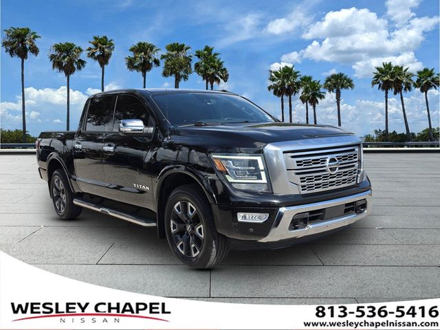 Super Black 2021 Nissan Titan Pickup Truck Four-Wheel Drive 9-Speed Automatic