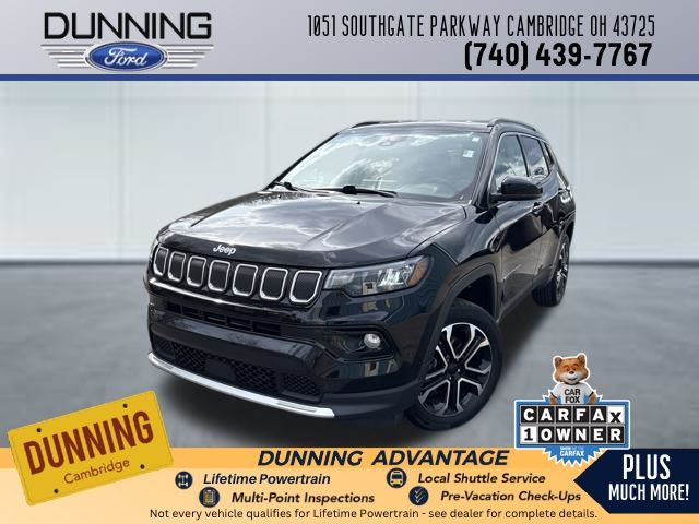 Diamond Black Crystal Pearlcoat 2022 Jeep Compass Limited 4WD SUV / Crossover Four-Wheel Drive 9-Speed Automatic