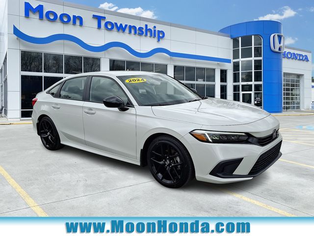 Platinum White Pearl 2024 Honda Civic Sport FWD Sedan Front-Wheel Drive Continuously Variable Transmission