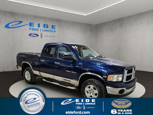 Patriot Blue Pearlcoat 2005 Dodge RAM 1500 Pickup Truck Four-Wheel Drive 5-Speed Automatic