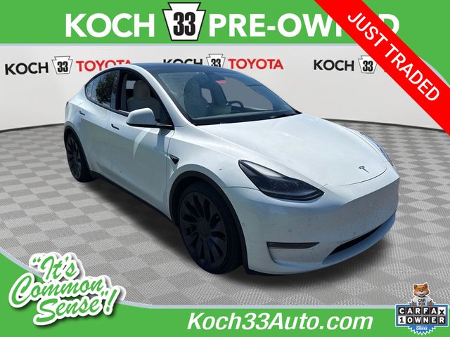 Pearl White Multi-Coat 2021 Tesla Model Y SUV / Crossover All-Wheel Drive 1-Speed Automatic