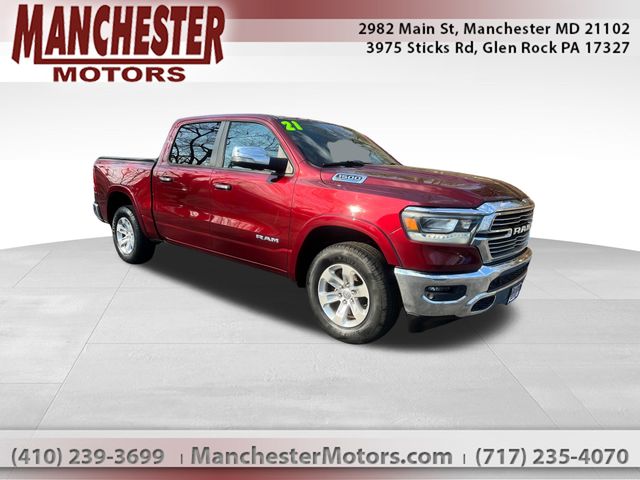 Delmonico Red Pearlcoat 2021 RAM 1500 Laramie Crew Cab 4WD Pickup Truck Four-Wheel Drive 8-Speed Automatic
