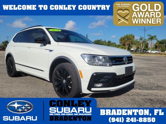 Pure White 2021 Volkswagen Tiguan SUV / Crossover All-Wheel Drive 8-Speed Automatic