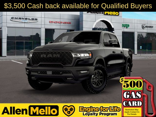 Diamond Black Crystal Pearlcoat 2026 RAM 1500 Rebel Crew Cab 4WD Pickup Truck Four-Wheel Drive 8-Speed Automatic