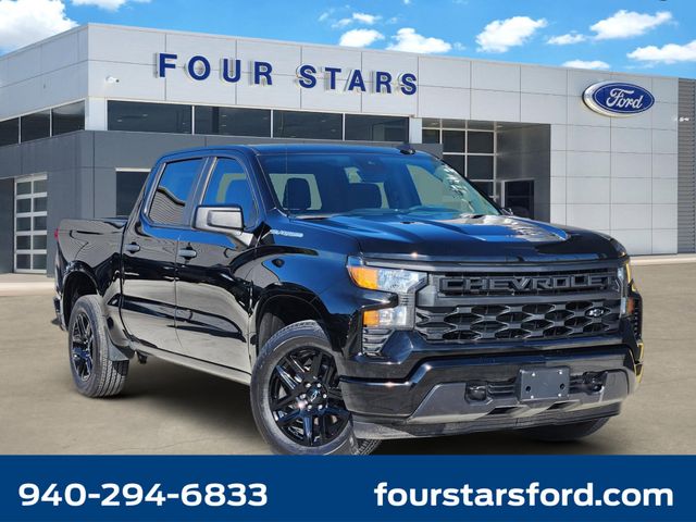 Black 2024 Chevrolet Silverado 1500 Custom Crew Cab RWD Pickup Truck 4X2 8-Speed Automatic