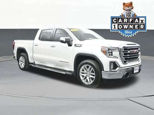 White Frost Tricoat 2021 GMC Sierra 1500 SLT Crew Cab 4WD Pickup Truck Four-Wheel Drive Automatic