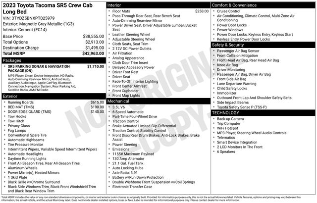 used 2023 Toyota Tacoma car, priced at $33,424