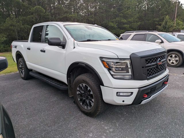 Glacier White 2021 Nissan Titan Pickup Truck Four-Wheel Drive 9-Speed Automatic