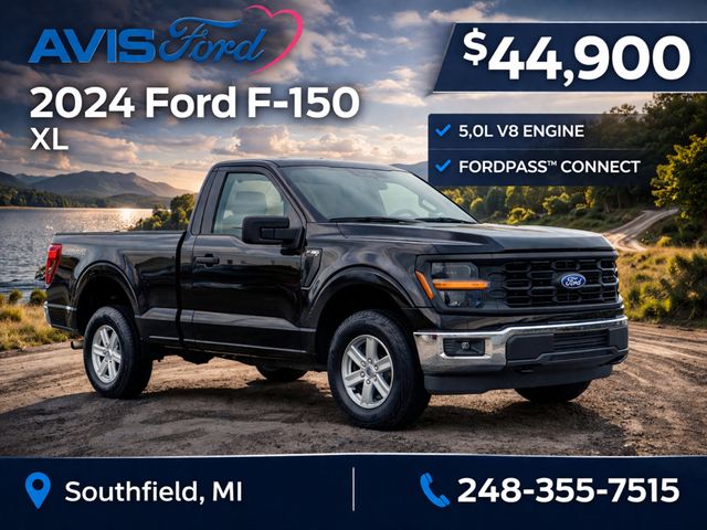 Black Metallic 2024 Ford F-150 XL Regular Cab 4WD Pickup Truck Four-Wheel Drive Automatic