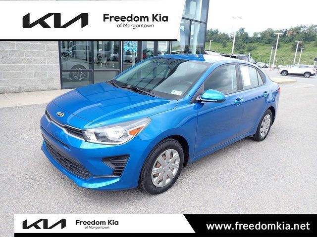 Sporty Blue 2021 Kia Rio Sedan Front-Wheel Drive Continuously Variable Transmission